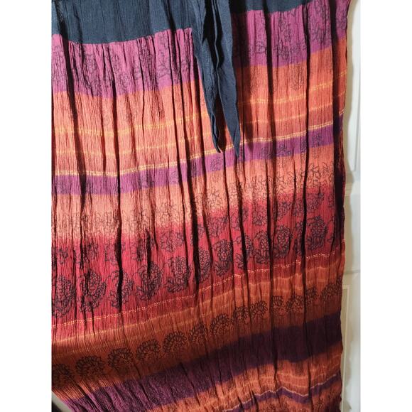 ST JOHN'S BAY Black Orange Front Tie Boho Hippie Flowing Maxi Dress SZ 14 - Picture 4 of 7